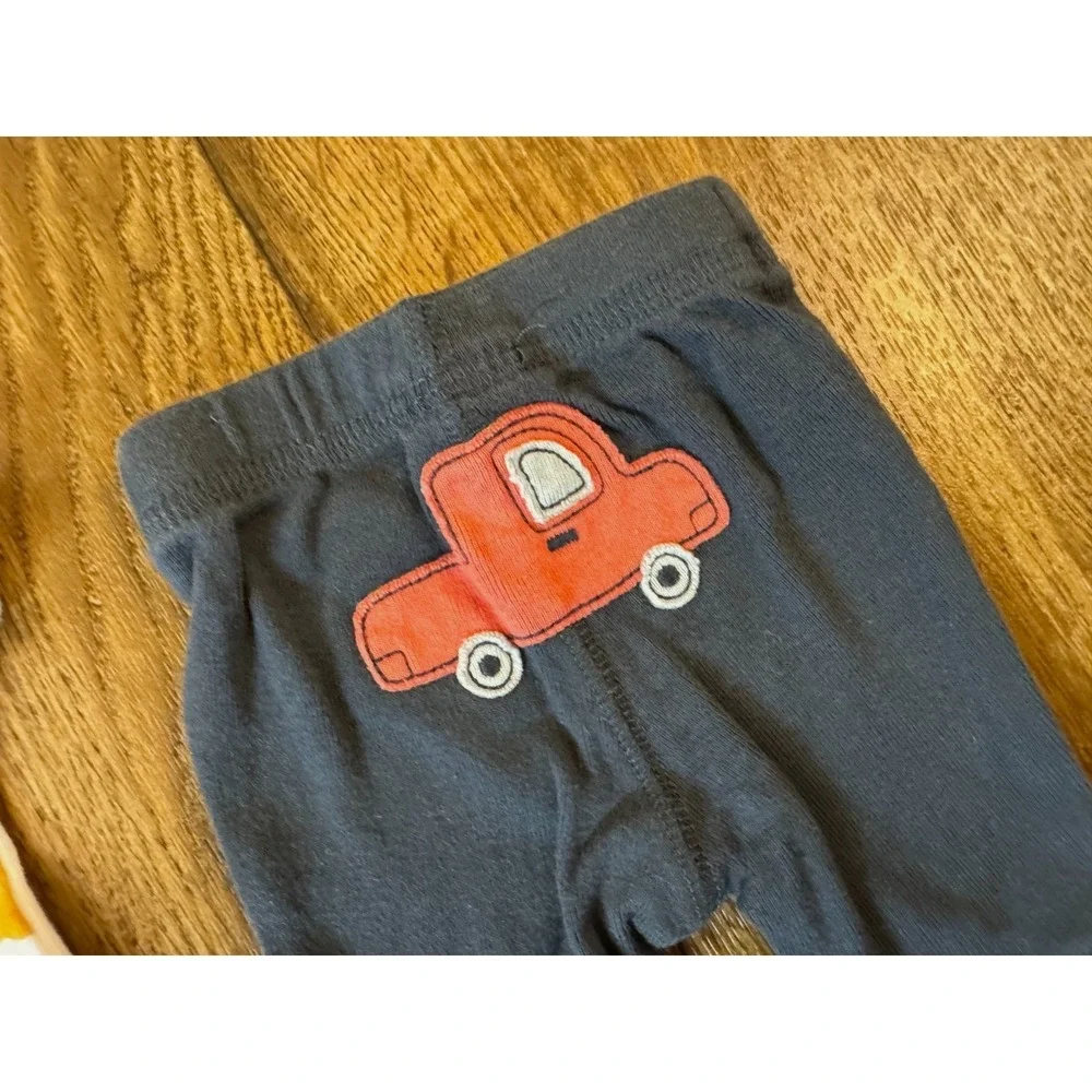 Carters Preemie Baby Boy Outfit Bodysuit‎ Gray Pants Cars Trucks 2 Piece Set Lot